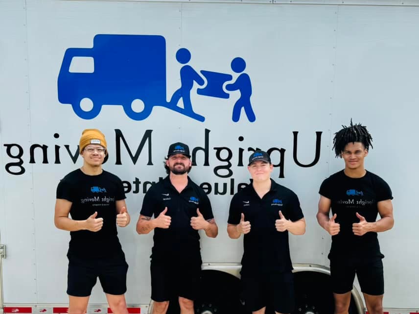 Upright Moving crew on a commercial moving job